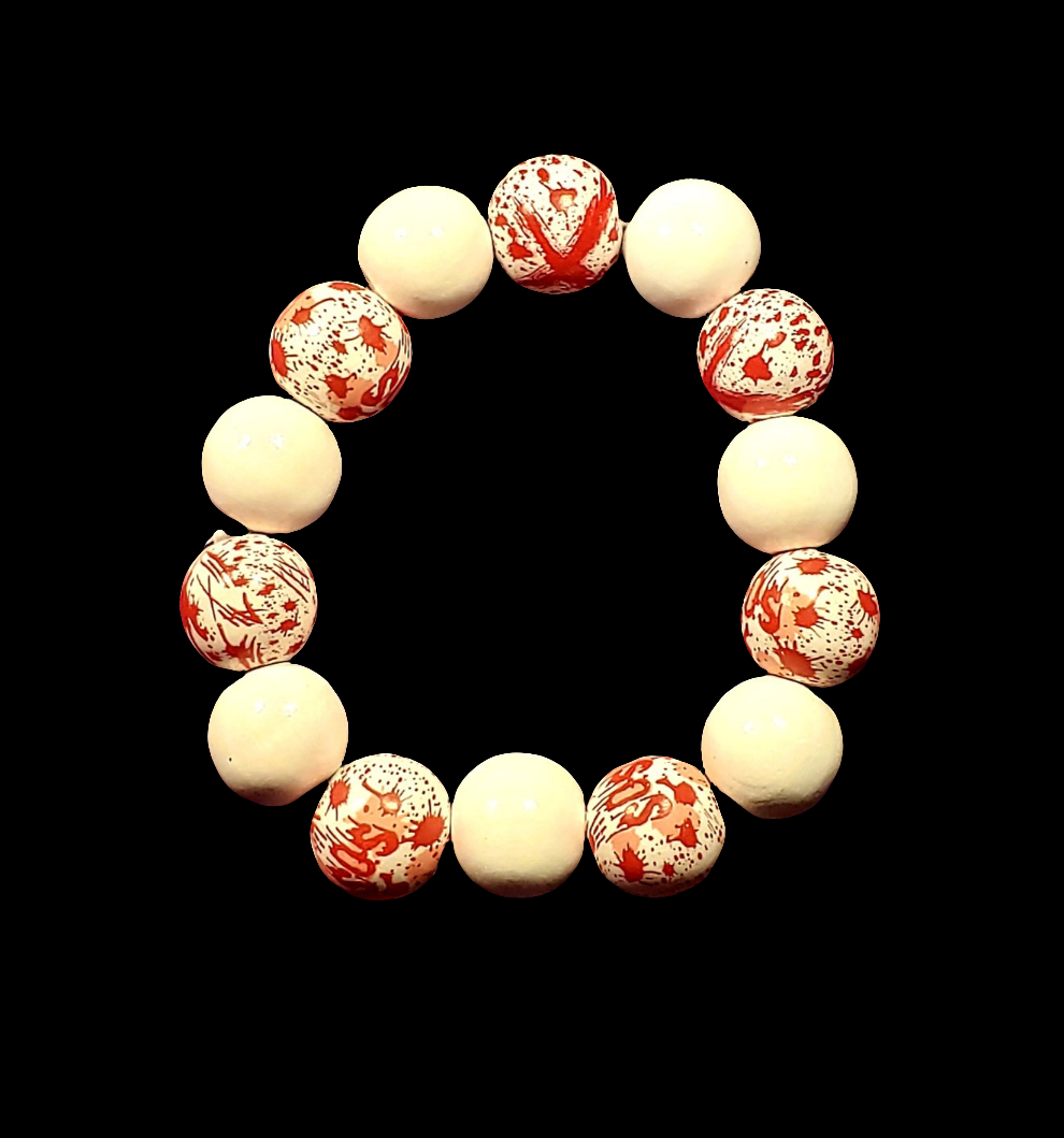 White Blood Splattered Chonky Bracelet