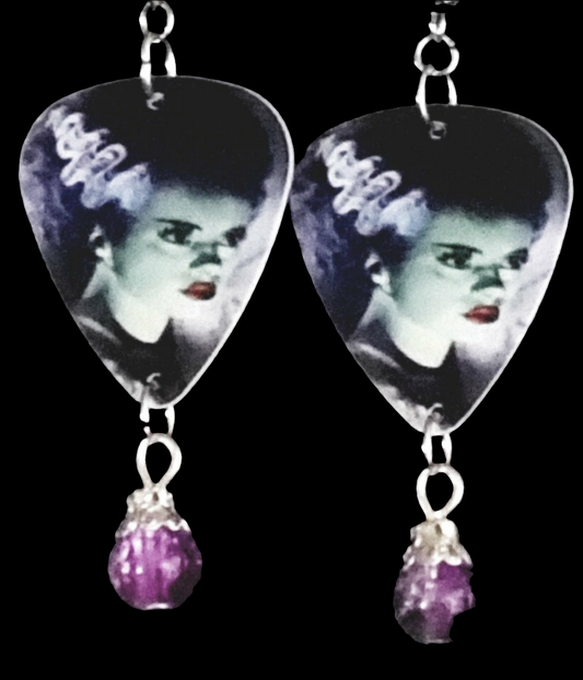 Neon Bride of Frankenstein Earrings