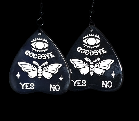 B&W Moth Planchette Earrings
