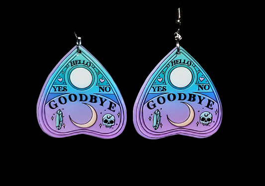 Purple and Teal Planchette Earrings