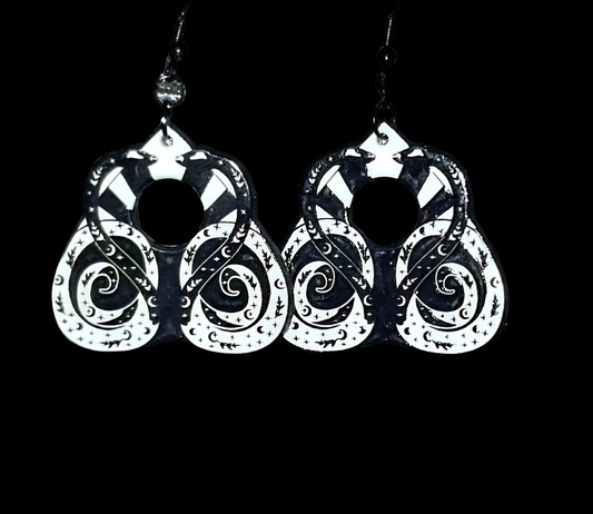 B&W Horned Planchette Earrings