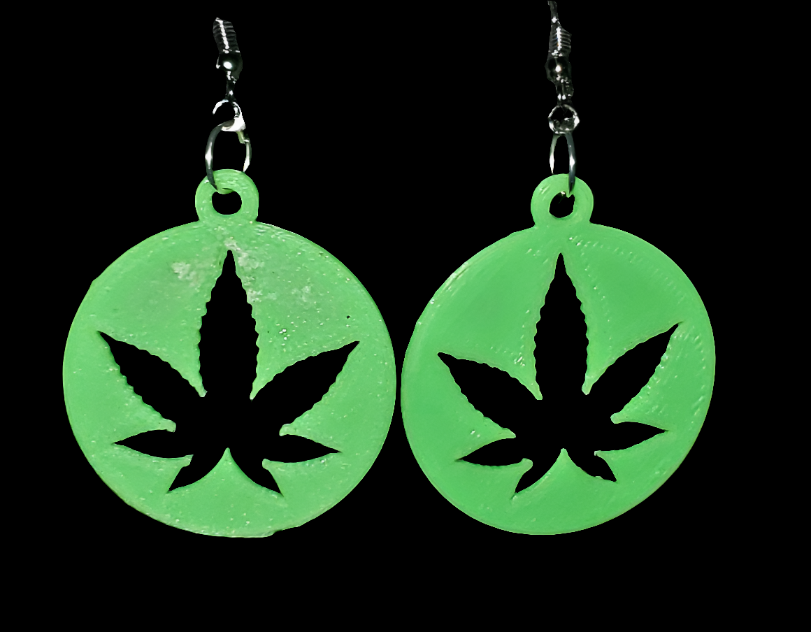 Pot Leaf 3D Printed Earrings