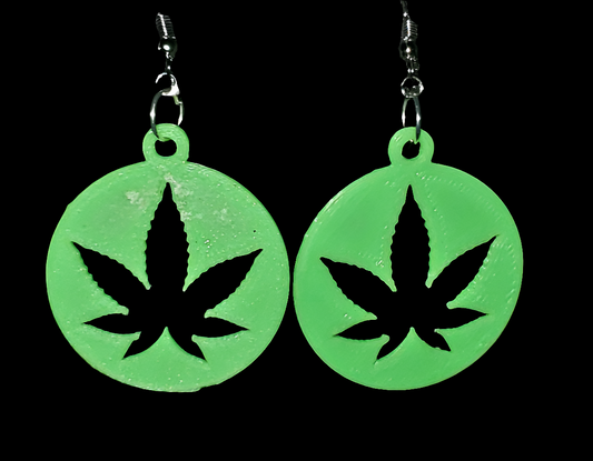 Pot Leaf 3D Printed Earrings