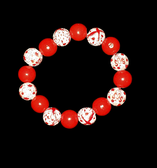 Blood Splattered Red & White Chonky Bracelet